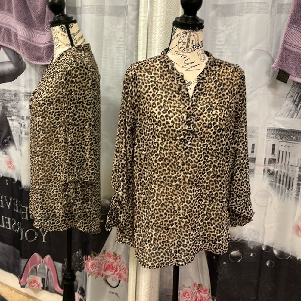 Charming Charlie Sheer Animal Print Blouse